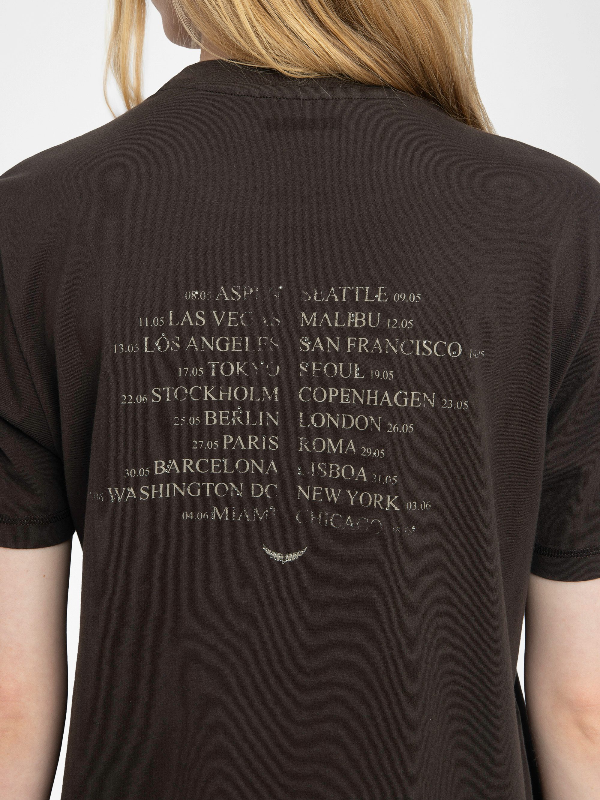 Edwin T-shirt - Oversized short-sleeved T-shirt with photoprint and rhinestones on front and back.